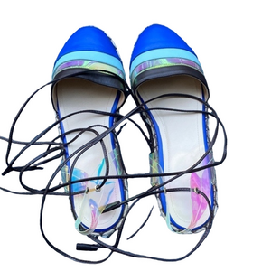 NWOT Sandals Di Gaia Multi Blue Size 8 Luxury Gladiator Sandal